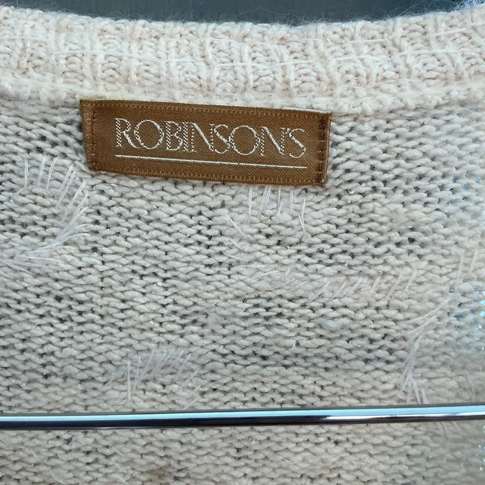 Vintage Robinson Silk Rabbit Hair Lambswool Angora Embellish Cardigan Size 2X